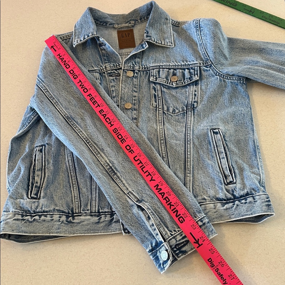 GAP Denim Classic Icon Jean Jacket Large Light Denim 100% Cotton MAMA Painted - Picture 10 of 16